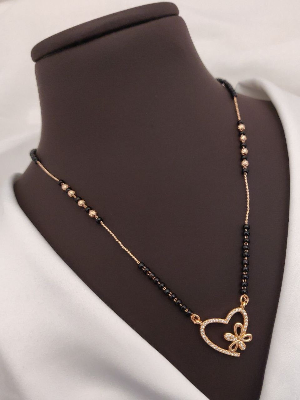 Fancy Heart Shape Gold Plated Mangalsutra For Women