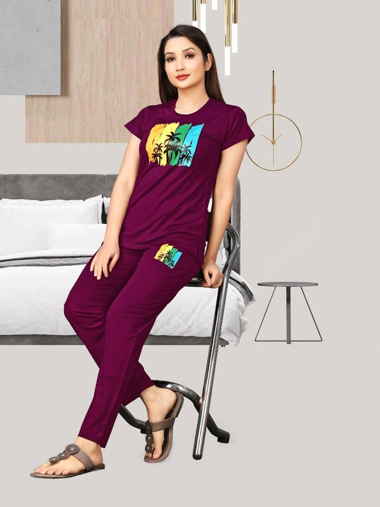 Women Wine  Always New Comfort Night Suits Collection